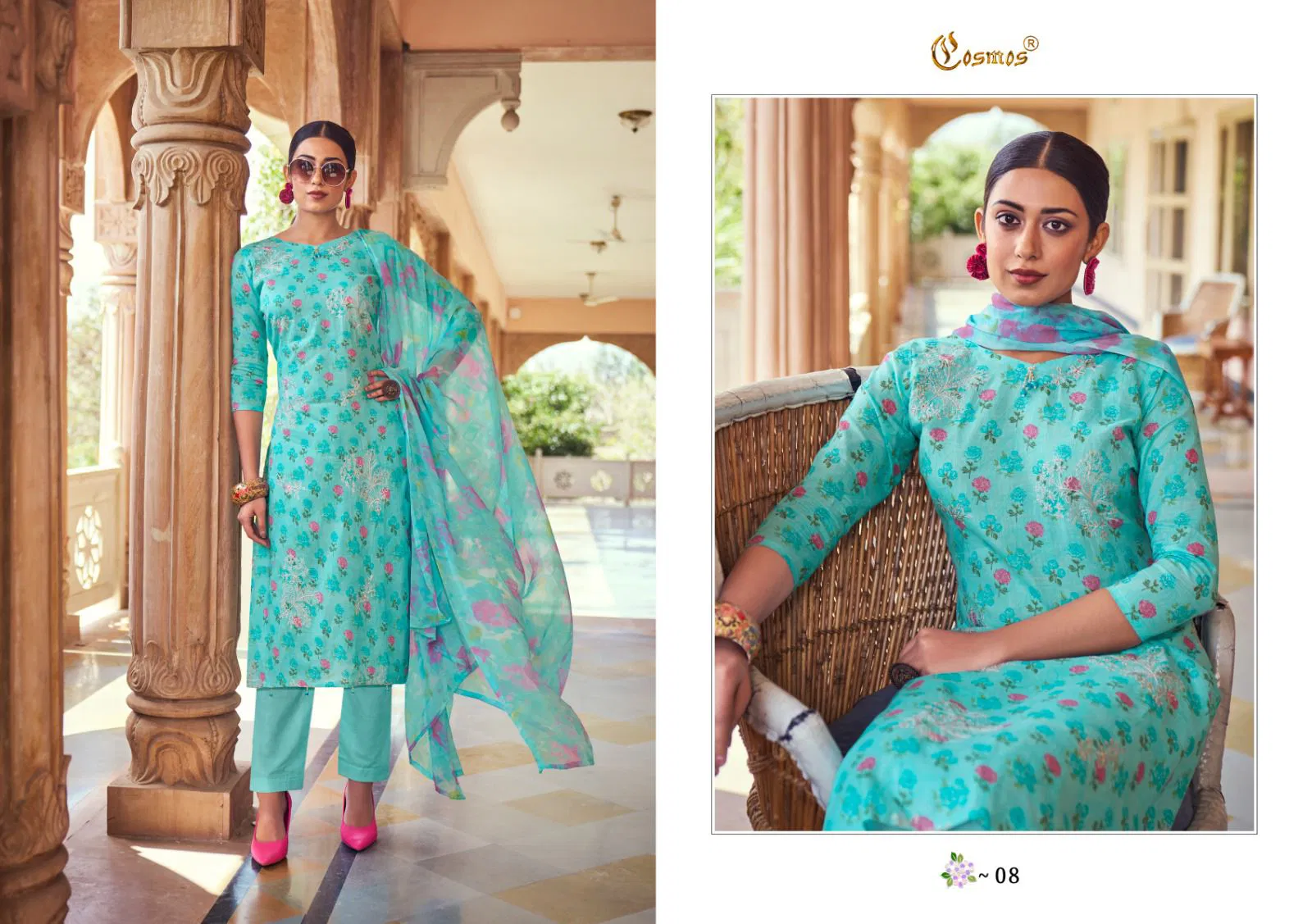 Cosmos Noor Printkari Cambric Cotton Suits Suppliers In India